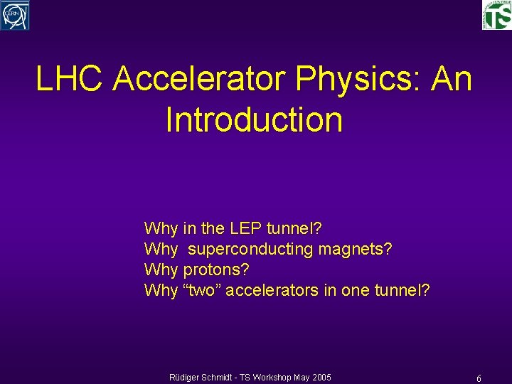 LHC Accelerator Physics: An Introduction Why in the LEP tunnel? Why superconducting magnets? Why