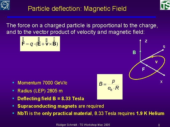 Particle deflection: Magnetic Field The force on a charged particle is proportional to the