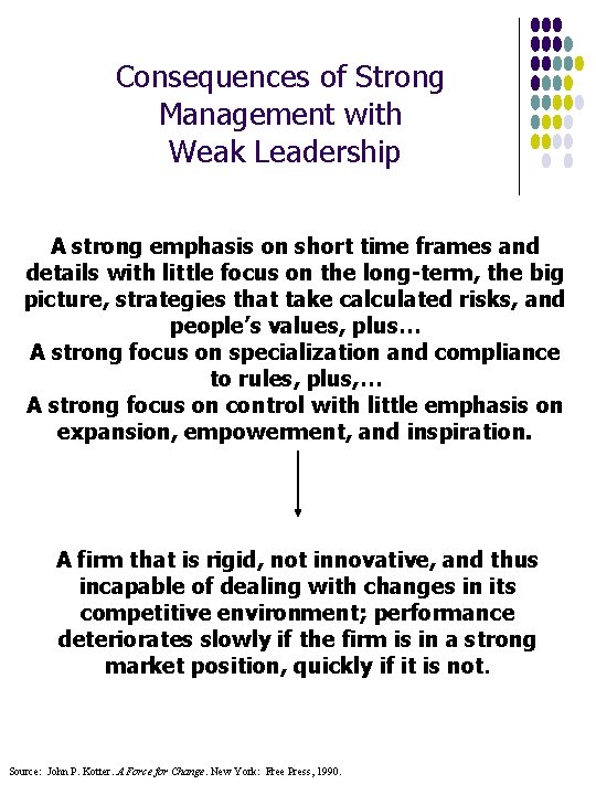 Consequences of Strong Management with Weak Leadership A strong emphasis on short time frames