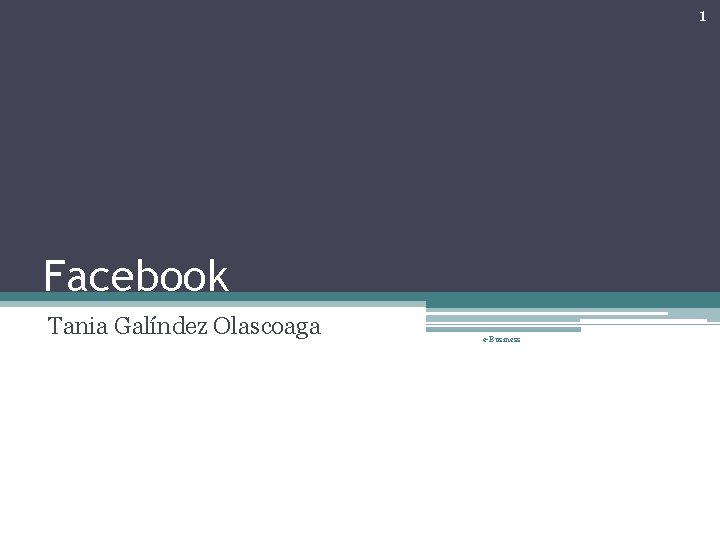 1 Facebook Tania Galíndez Olascoaga e-Business 