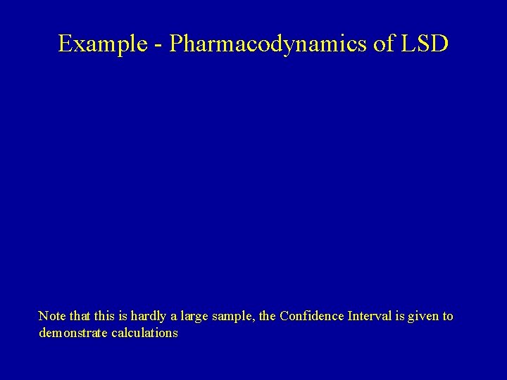 Example - Pharmacodynamics of LSD Note that this is hardly a large sample, the