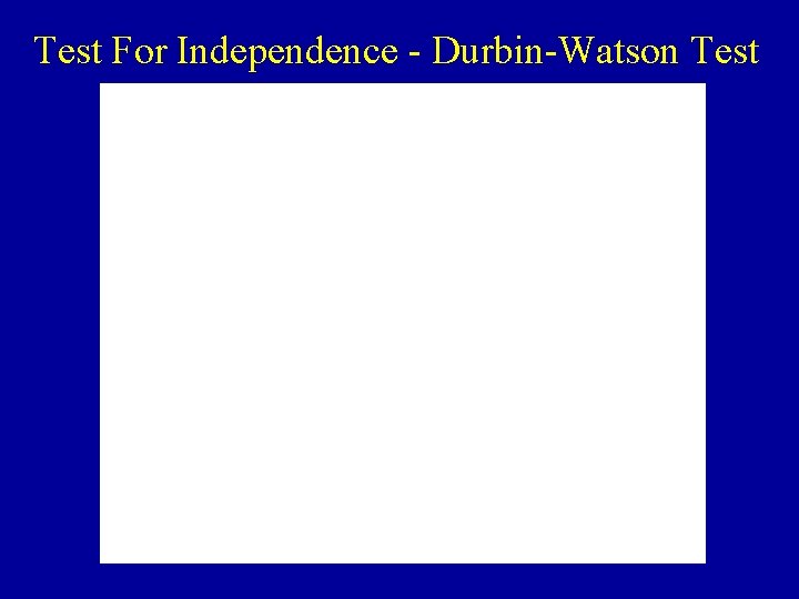 Test For Independence - Durbin-Watson Test 