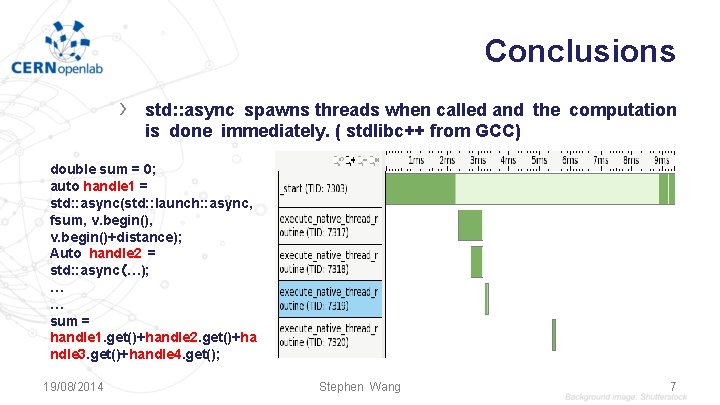 Conclusions › std: : async spawns threads when called and the computation is done