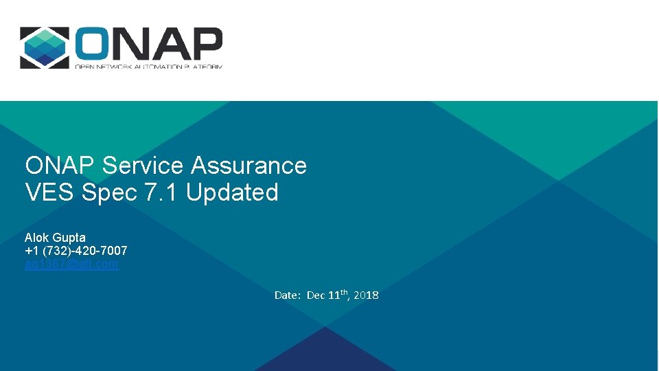 ONAP Service Assurance VES Spec 7. 1 Updated Alok Gupta +1 (732)-420 -7007 ag