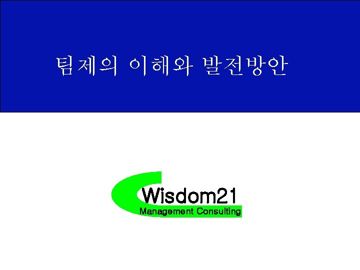 팀제의 이해와 발전방안 Wisdom 21 Management Consulting 