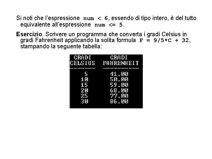 Si noti che l’espressione num < 6, essendo di tipo intero, è del tutto