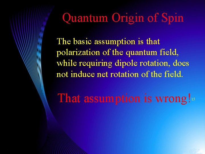 Quantum Origin of Spin The basic assumption is that polarization of the quantum field,