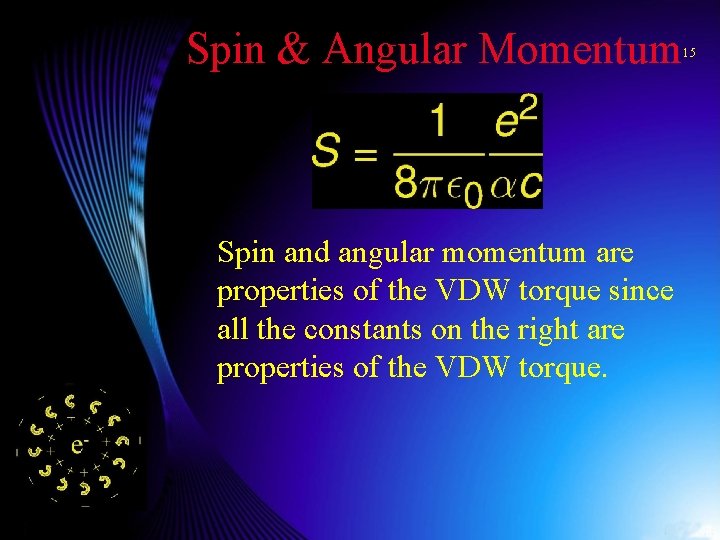 Spin & Angular Momentum Spin and angular momentum are properties of the VDW torque