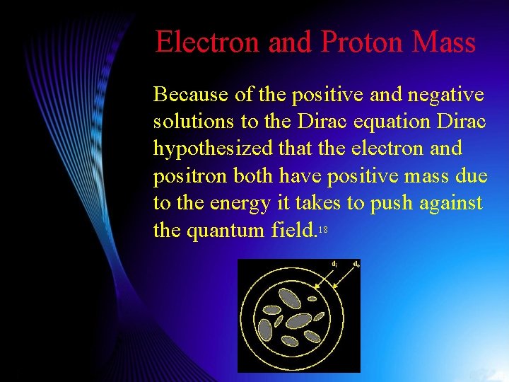 Electron and Proton Mass Because of the positive and negative solutions to the Dirac