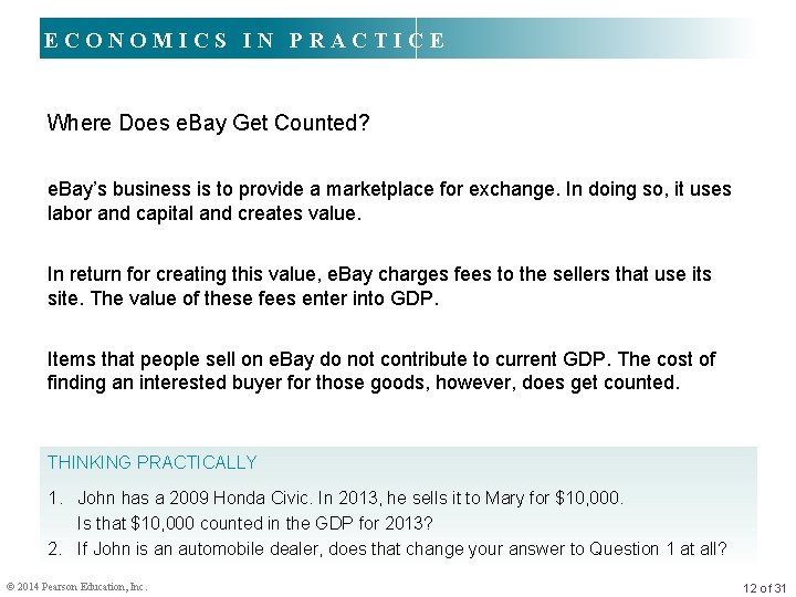 ECONOMICS IN PRACTICE Where Does e. Bay Get Counted? e. Bay’s business is to