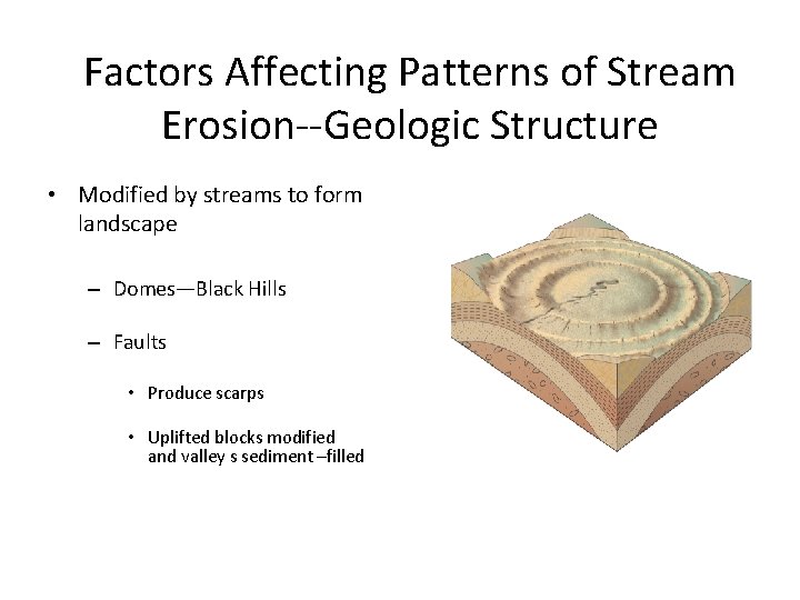 Factors Affecting Patterns of Stream Erosion--Geologic Structure • Modified by streams to form landscape