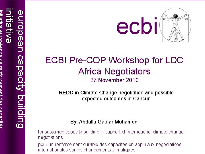 european capacity building initiative ecbi ECBI Pre-COP Workshop for LDC Africa Negotiators 27 November
