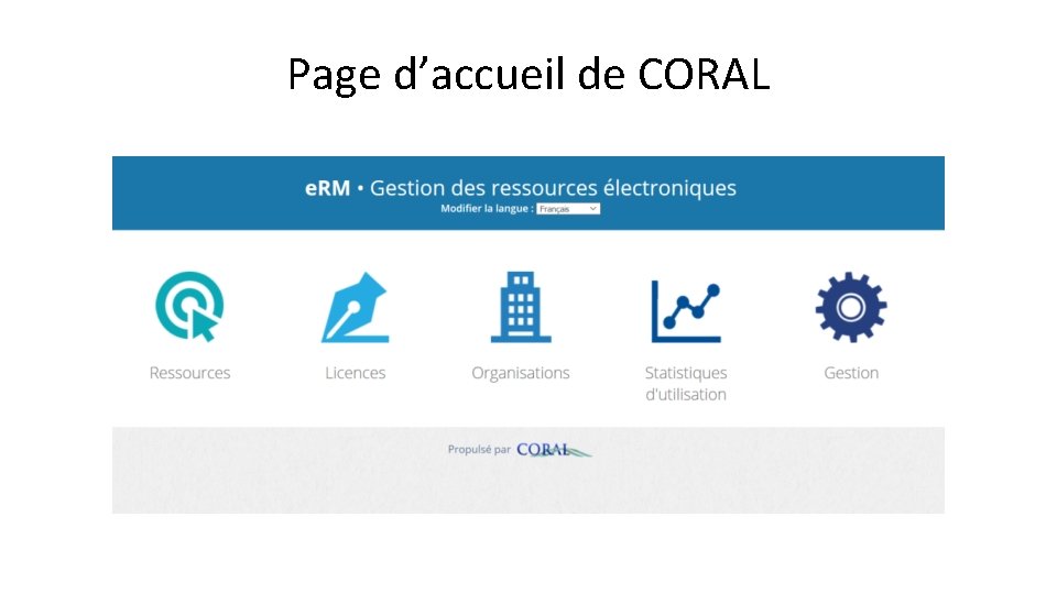 Page d’accueil de CORAL 