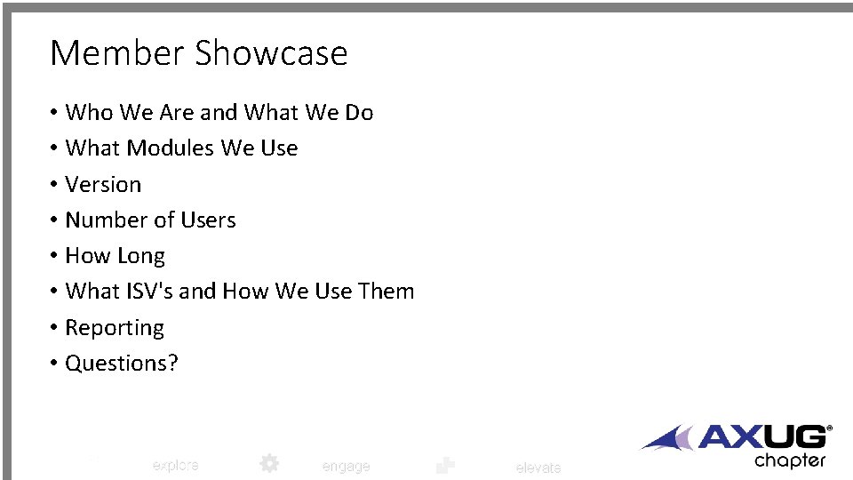 Member Showcase • Who We Are and What We Do • What Modules We