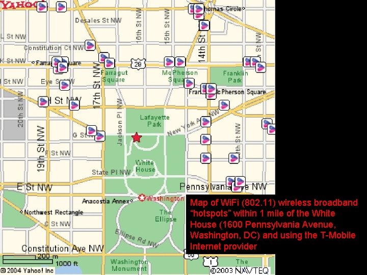 Map of Wi. Fi (802. 11) wireless broadband “hotspots” within 1 mile of the