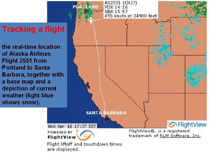 Tracking a flight the real-time location of Alaska Airlines Flight 2551 from Portland to