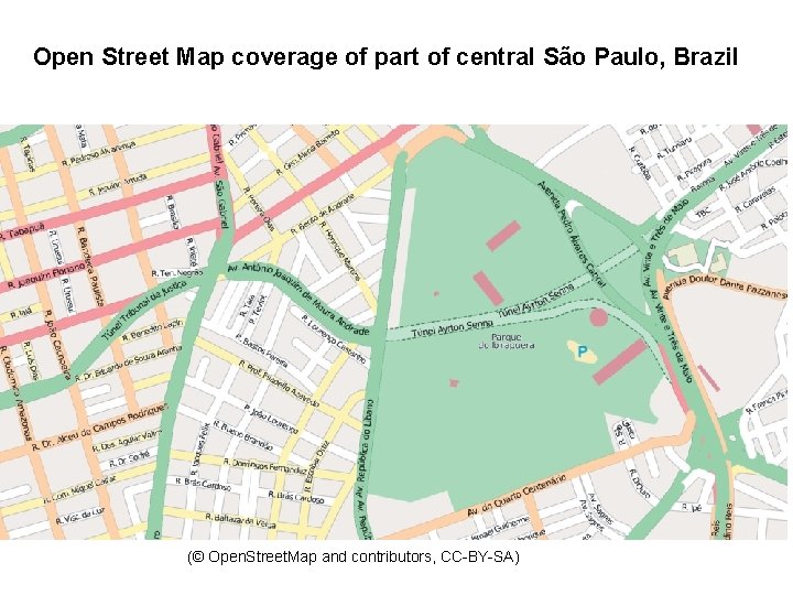 Open Street Map coverage of part of central São Paulo, Brazil (© Open. Street.