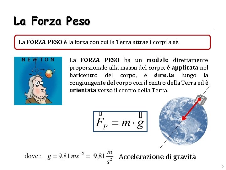 La Forza Peso La FORZA PESO è la forza con cui la Terra attrae