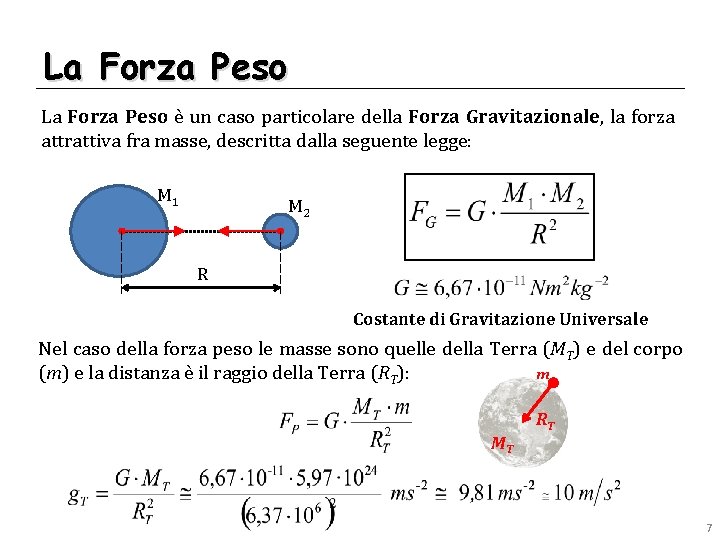 La Forza Peso è un caso particolare della Forza Gravitazionale, la forza attrattiva fra