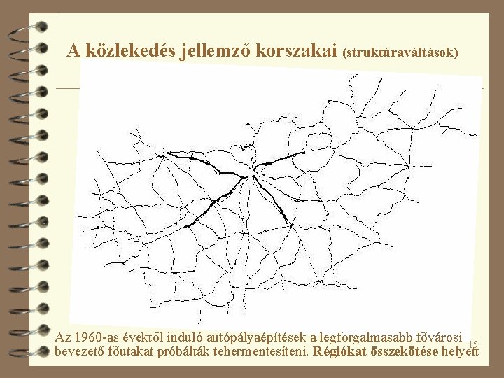 A közlekedés jellemző korszakai (struktúraváltások) Az 1960 -as évektől induló autópályaépítések a legforgalmasabb fővárosi