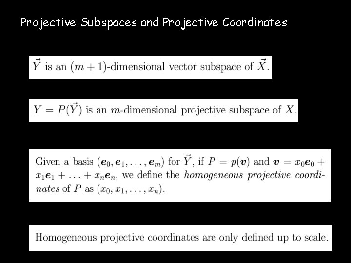 Projective Subspaces and Projective Coordinates 