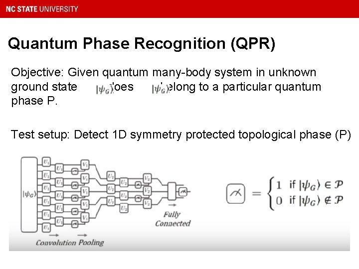 Quantum Phase Recognition (QPR) Objective: Given quantum many-body system in unknown ground state ,
