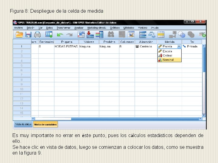 Figura 8: Despliegue de la celda de medida Es muy importante no errar en