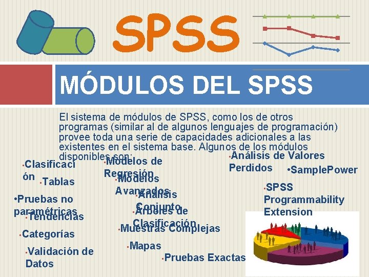 SPSS MÓDULOS DEL SPSS El sistema de módulos de SPSS, como los de otros