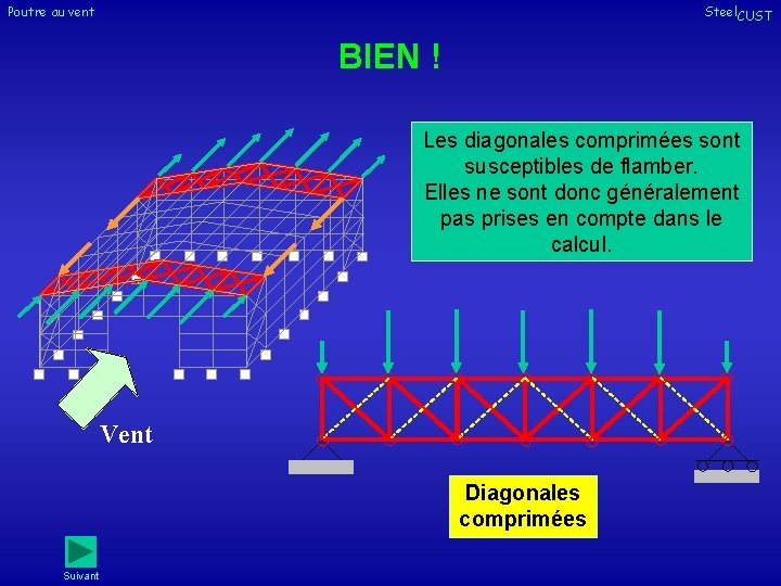 Poutre au vent Steel. CUST BIEN ! Les diagonales comprimées sont susceptibles de flamber. Poutre au vent Steel. CUST BIEN ! Les diagonales comprimées sont susceptibles de flamber.