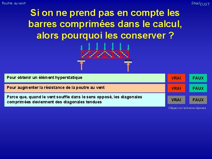 Poutre au vent Steel. CUST Si on ne prend pas en compte les barres Poutre au vent Steel. CUST Si on ne prend pas en compte les barres