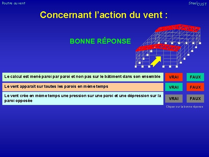 Poutre au vent Steel. CUST Concernant l’action du vent : BONNE RÉPONSE Le calcul Poutre au vent Steel. CUST Concernant l’action du vent : BONNE RÉPONSE Le calcul