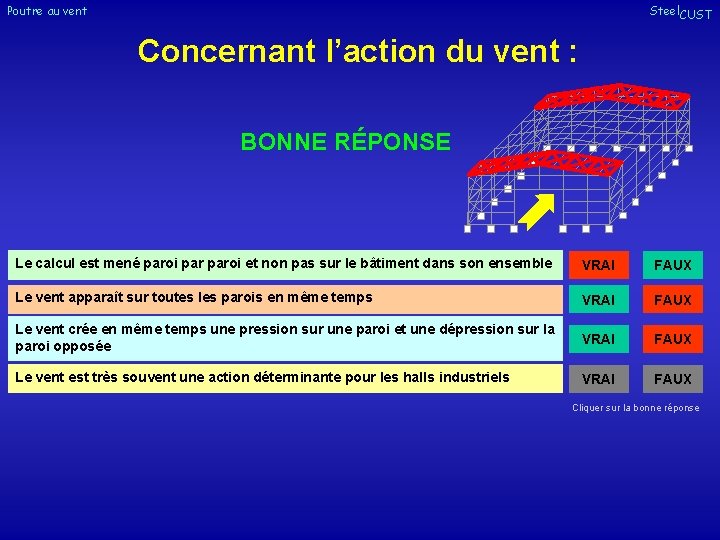 Poutre au vent Steel. CUST Concernant l’action du vent : BONNE RÉPONSE Le calcul Poutre au vent Steel. CUST Concernant l’action du vent : BONNE RÉPONSE Le calcul
