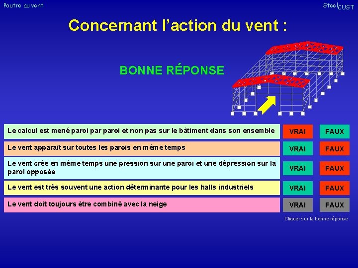 Poutre au vent Steel. CUST Concernant l’action du vent : BONNE RÉPONSE Le calcul Poutre au vent Steel. CUST Concernant l’action du vent : BONNE RÉPONSE Le calcul