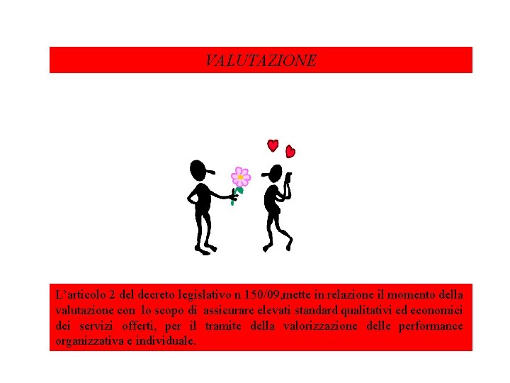 VALUTAZIONE L’articolo 2 del decreto legislativo n 150/09, mette in relazione il momento della