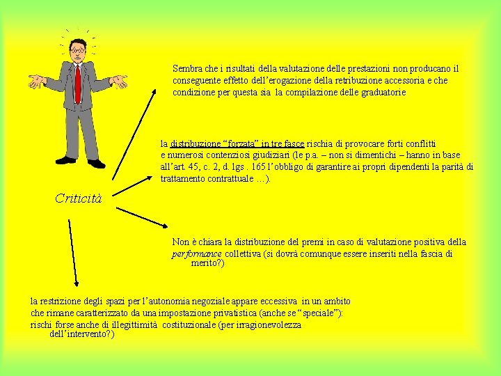 Sembra che i risultati della valutazione delle prestazioni non producano il conseguente effetto dell’erogazione