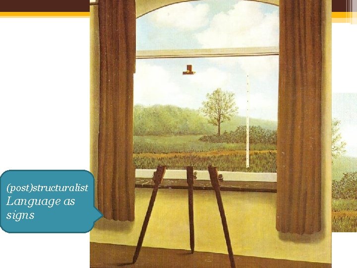 --Realistic, Language as a transparent container or mirror (post)structuralist Language as signs 