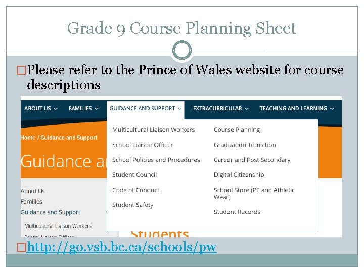 Grade 9 Course Planning Sheet �Please refer to the Prince of Wales website for