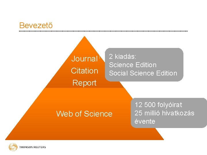 Bevezető Journal Citation 2 kiadás: Science Edition Social Science Edition Report Web of Science