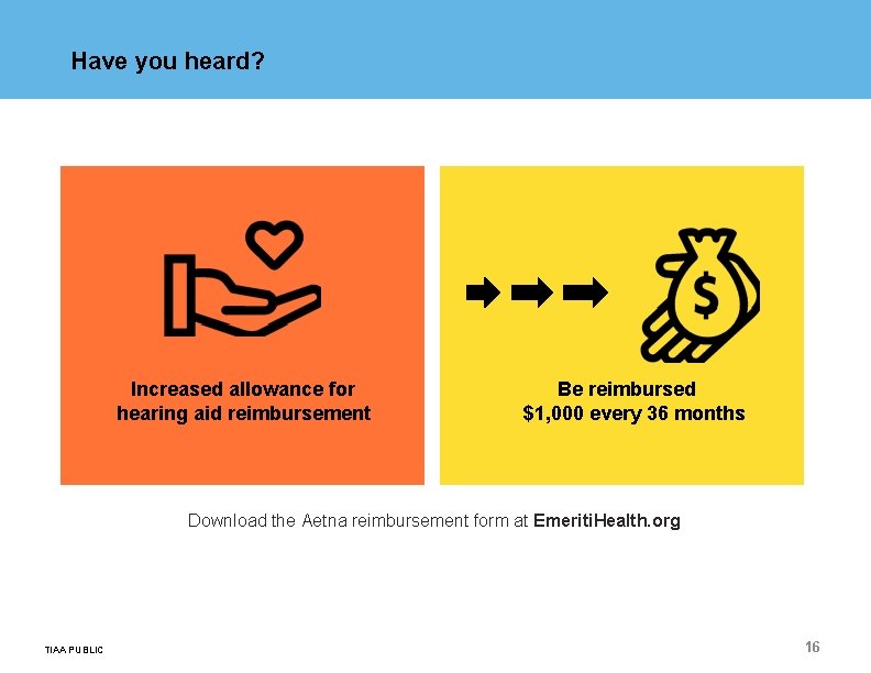 Have you heard? Increased allowance for hearing aid reimbursement Be reimbursed $1, 000 every