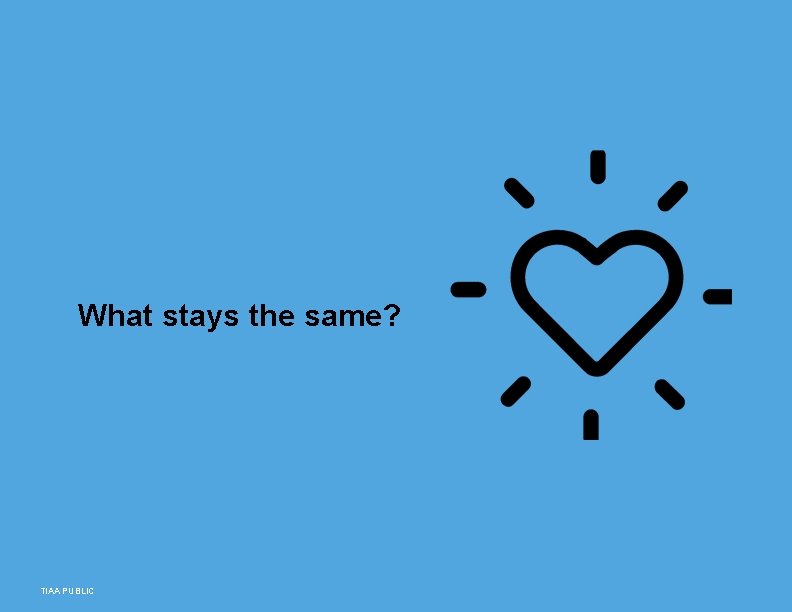 What stays the same? TIAA PUBLIC 