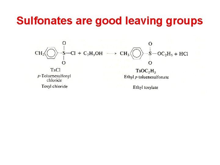 Sulfonates are good leaving groups Sulfonates are good leaving groups