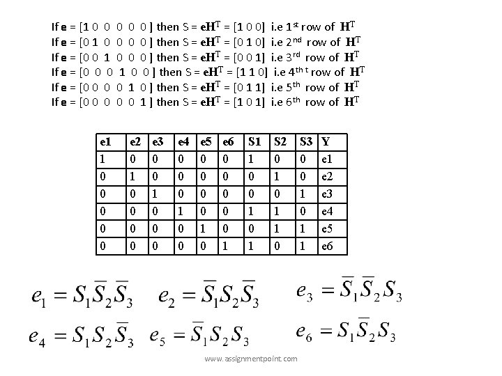If e = [1 0 0 0 ] then S = e. HT =
