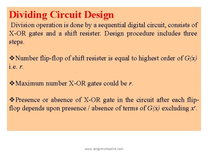 Dividing Circuit Design Division operation is done by a sequential digital circuit, consists of