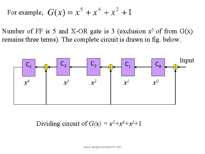 For example, Number of FF is 5 and X-OR gate is 3 (exclusion x