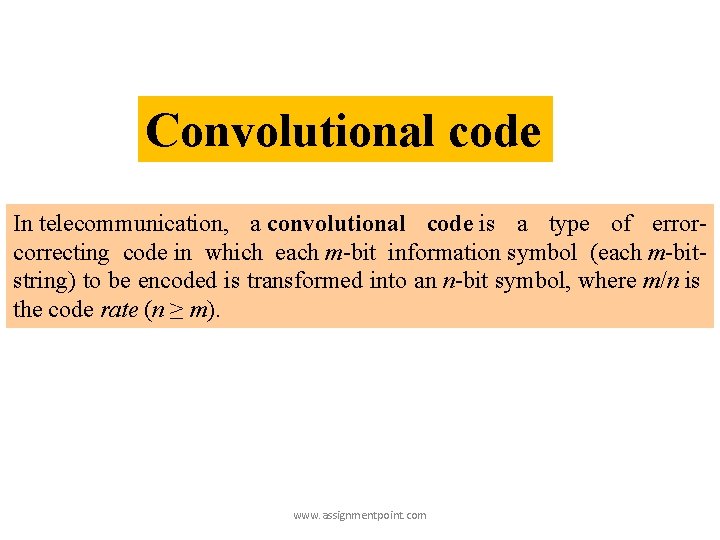 Convolutional code In telecommunication, a convolutional code is a type of errorcorrecting code in