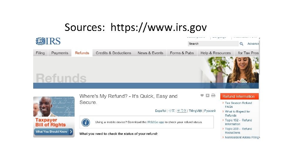 Sources: https: //www. irs. gov 
