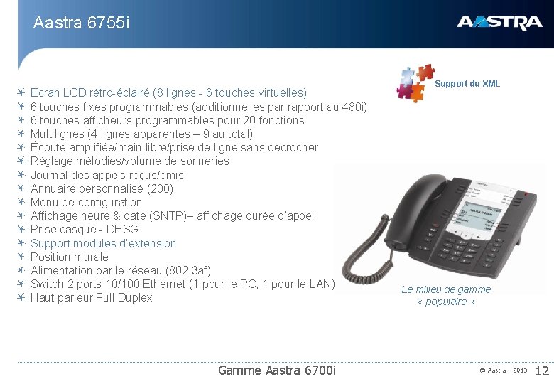 Aastra 6755 i Ecran LCD rétro-éclairé (8 lignes - 6 touches virtuelles) 6 touches