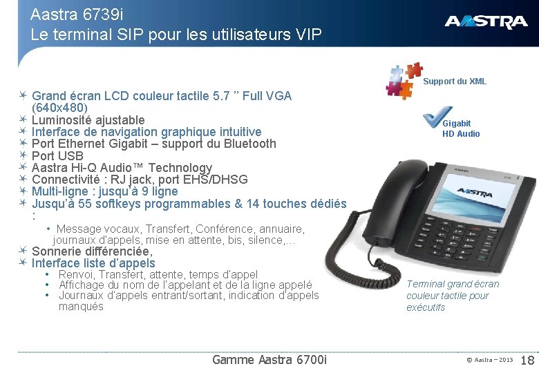 Aastra 6739 i Le terminal SIP pour les utilisateurs VIP Support du XML Grand