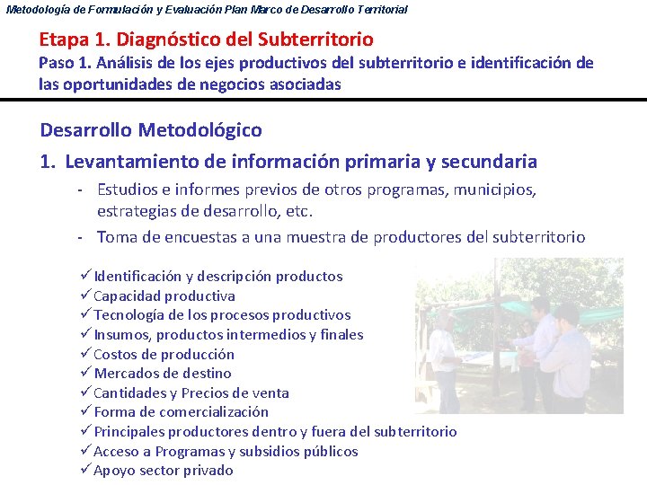 Metodología de Formulación y Evaluación Plan Marco de Desarrollo Territorial Etapa 1. Diagnóstico del