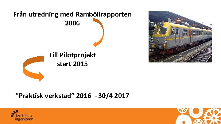 Från utredning med Ramböllrapporten 2006 Till Pilotprojekt start 2015 ”Praktisk verkstad” 2016 - 30/4